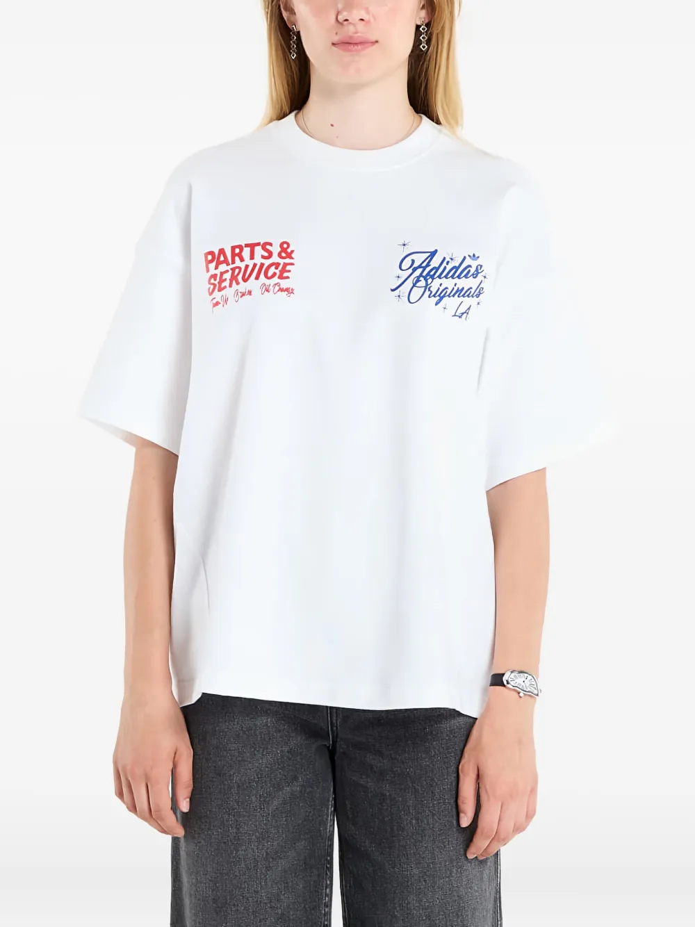 adidas Wilshire T-shirt met korte mouwen en grafische print Wit