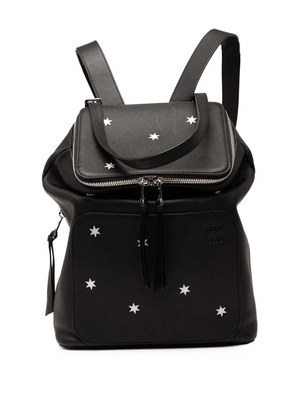 Pre-owned Loewe 2018 Small Leather Goya Stars Backpack In Black