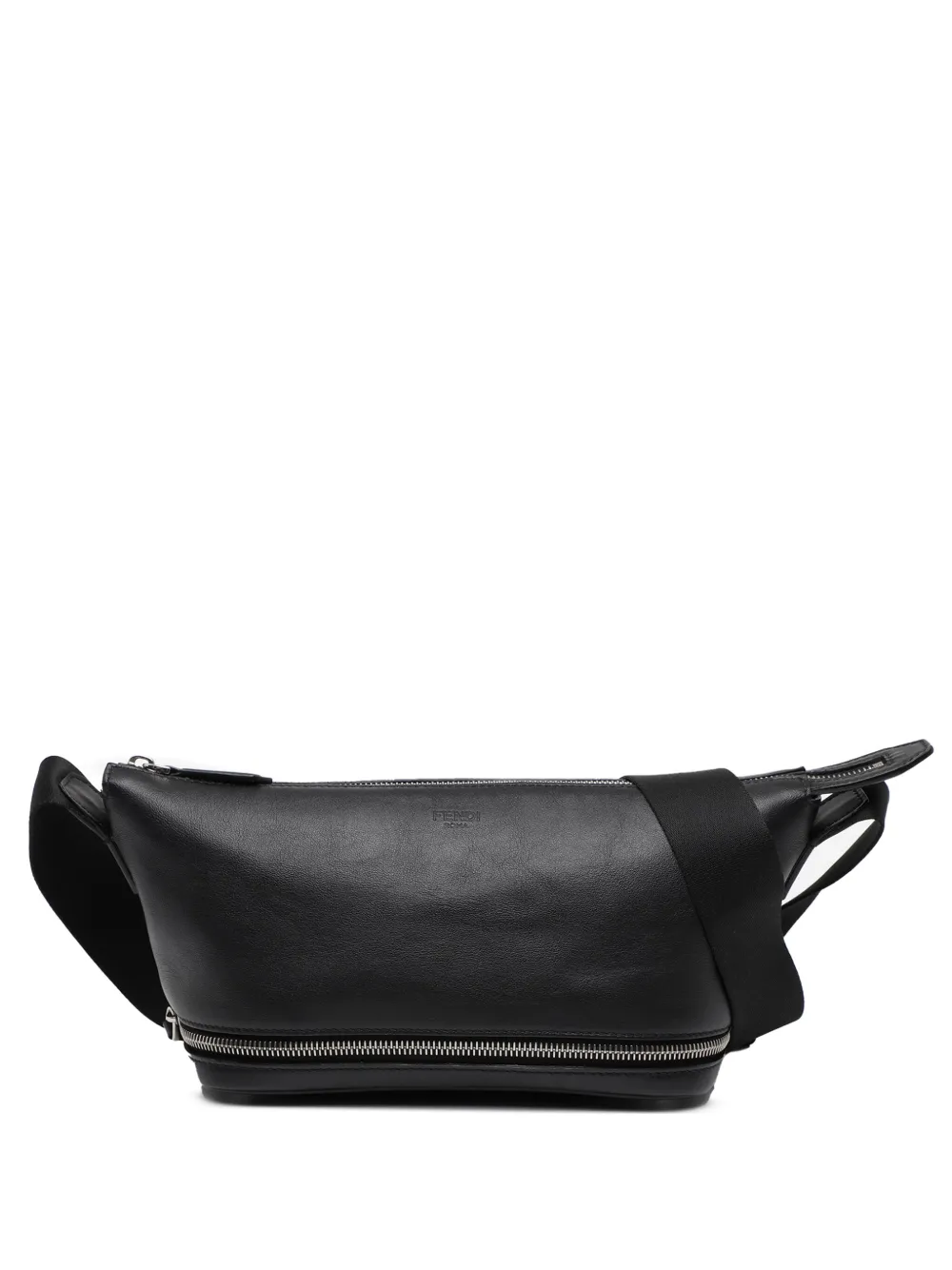 Pre-owned Fendi 2010-2025 Sarah Coleman Leather Fisheye Belt Bag In Black