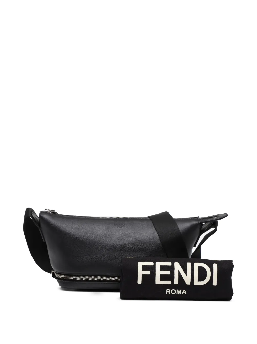 Pre-owned Fendi 2010-2025 Sarah Coleman Leather Fisheye Belt Bag In Black