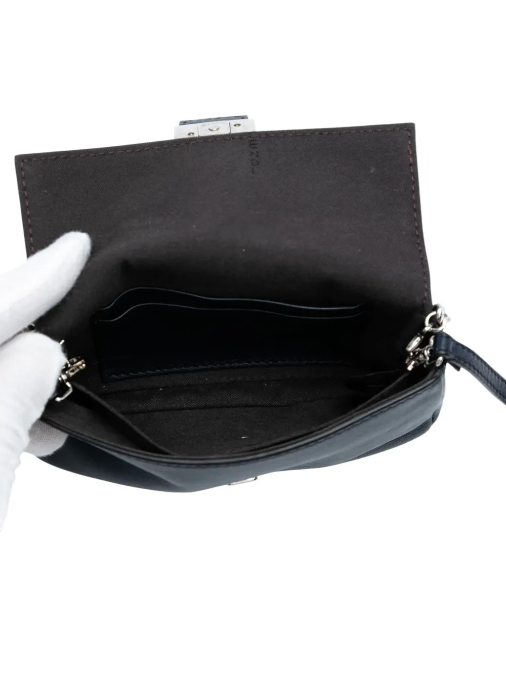 FENDI Pre-owned 2010-2025 Micro Leather Baguette Satchel In Blue