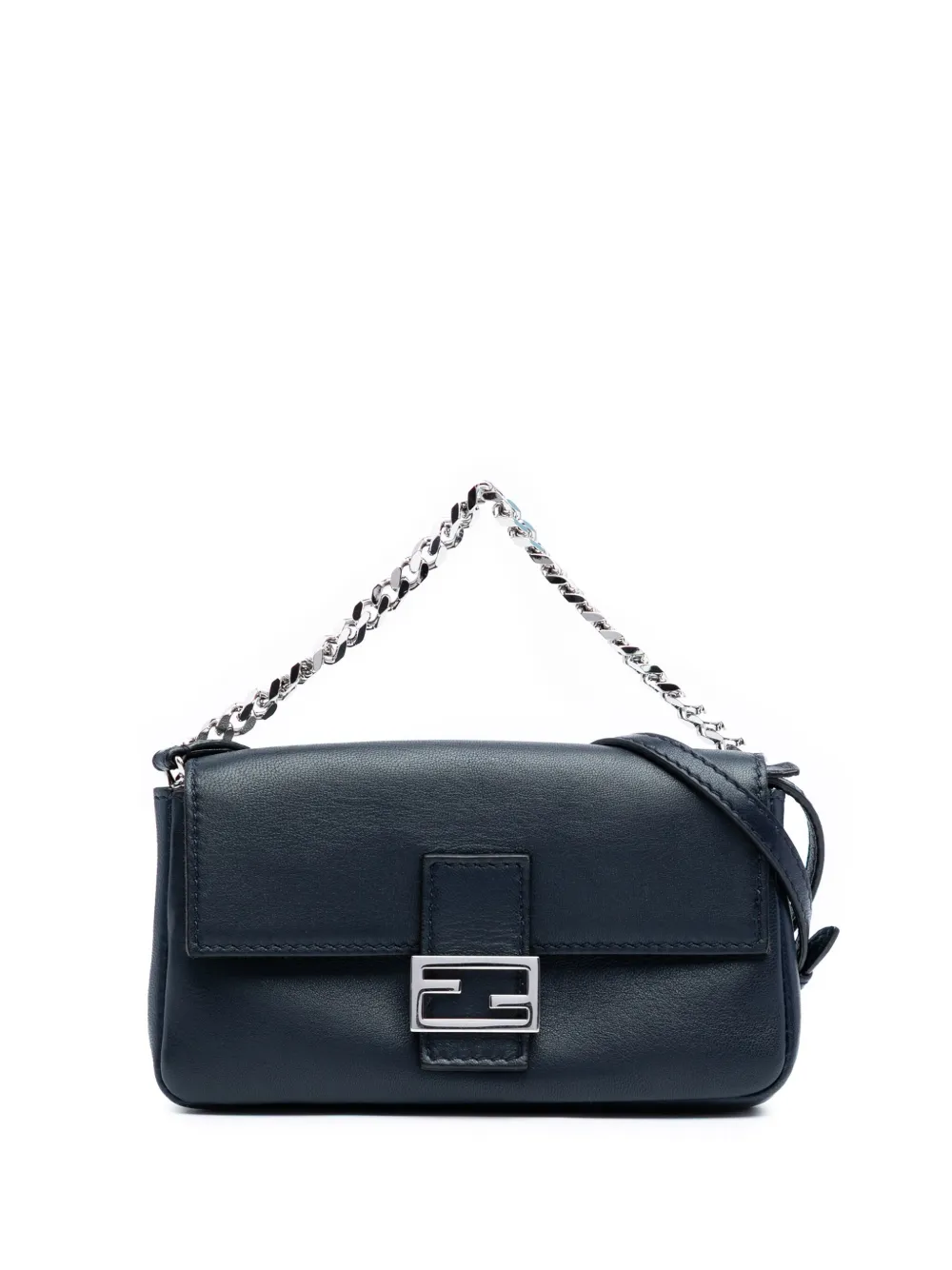 FENDI Pre-owned 2010-2025 Micro Leather Baguette Satchel In Blue
