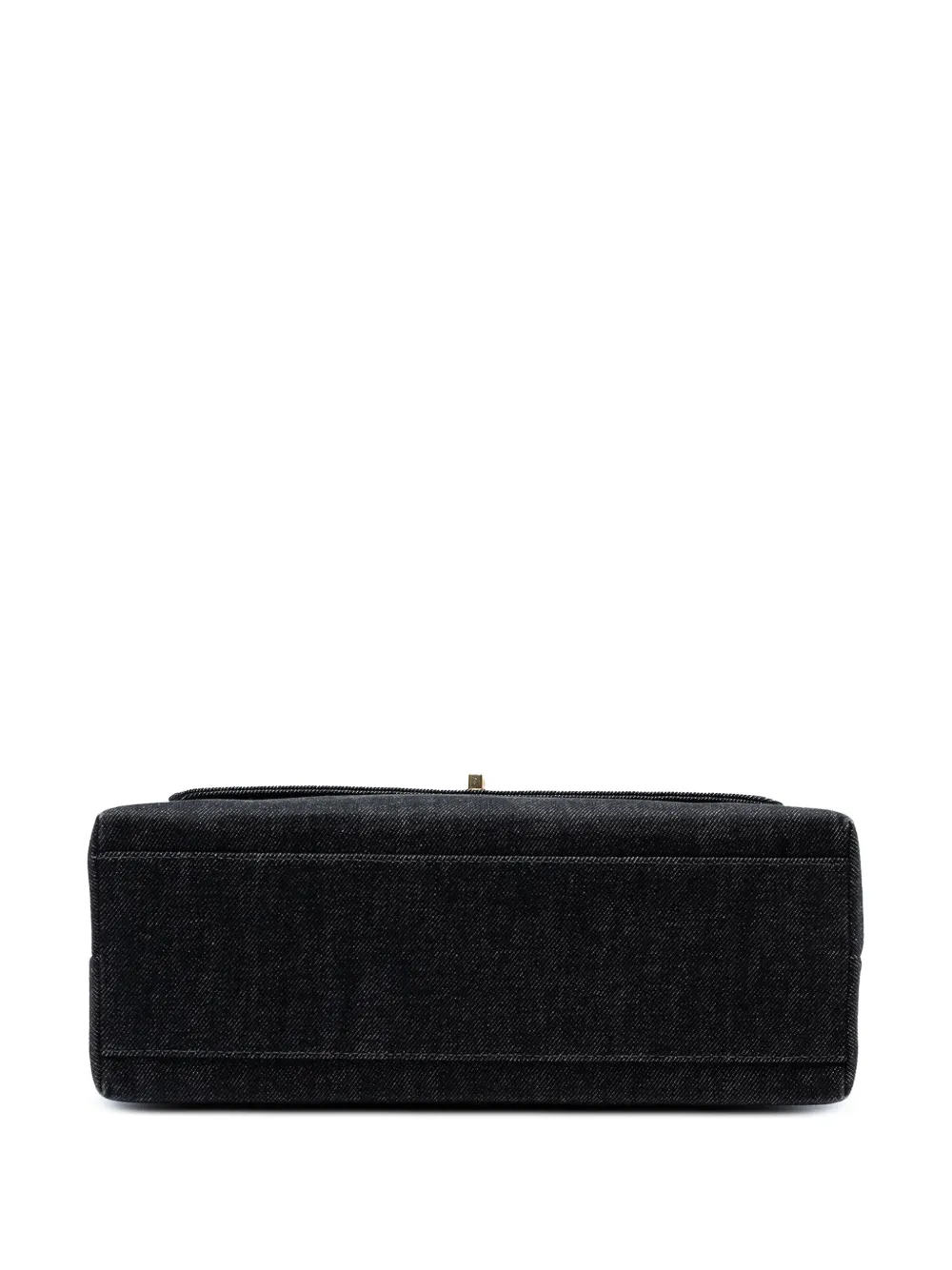 Pre-owned Chanel 1997-1999 Cc Denim Kelly Top Handle Bag Handbag In Black