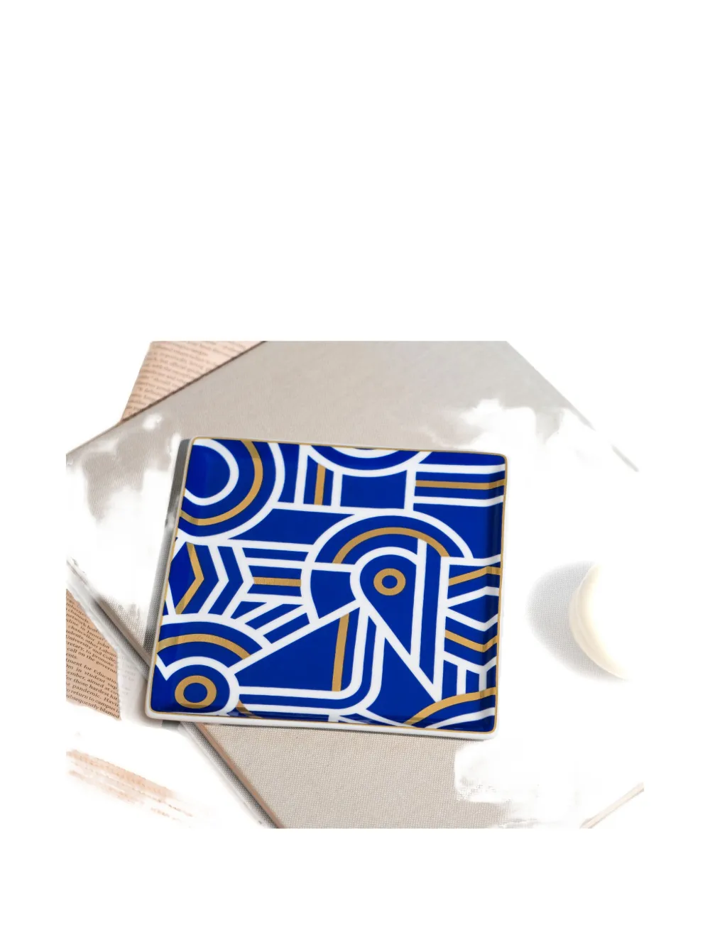 Octaevo Greco Geometric Tray (15cm X 15cm) In Blue