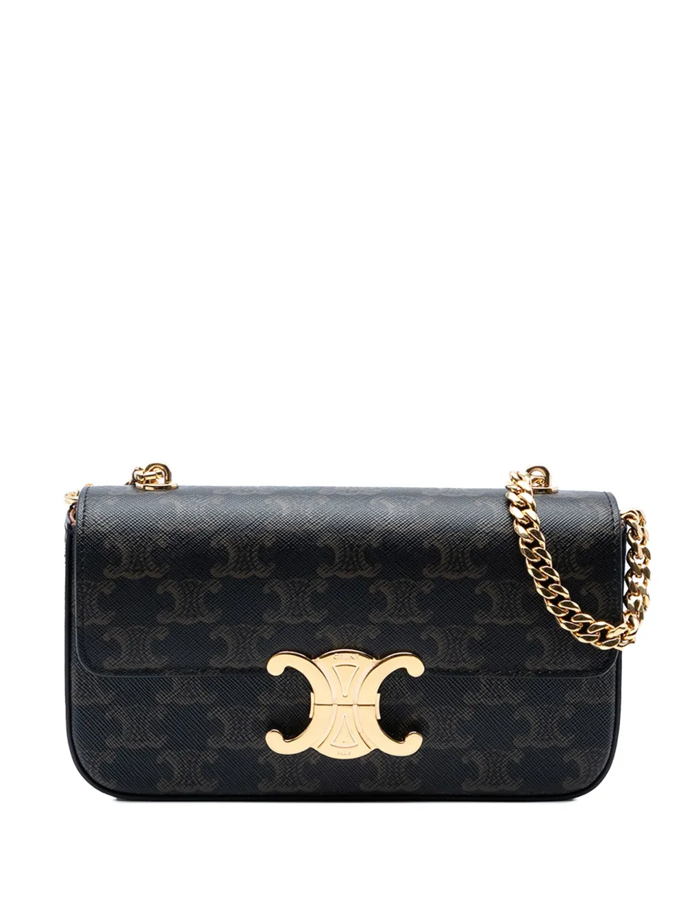 Celine Pre-Owned 2023 トリオンフ コーテッドキャンバス クロード チェーン ショルダーバッグ - ブラウン Celine Pre-Owned 2023 トリオンフ コーテッドキャンバス クロード チェーン ショルダーバッグ - ブラウン