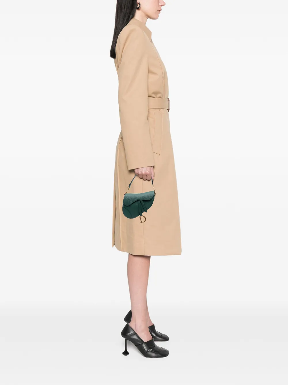 Pre-owned Dior 2019 Mini Grained Calfskin Saddle Bag Satchel In Green