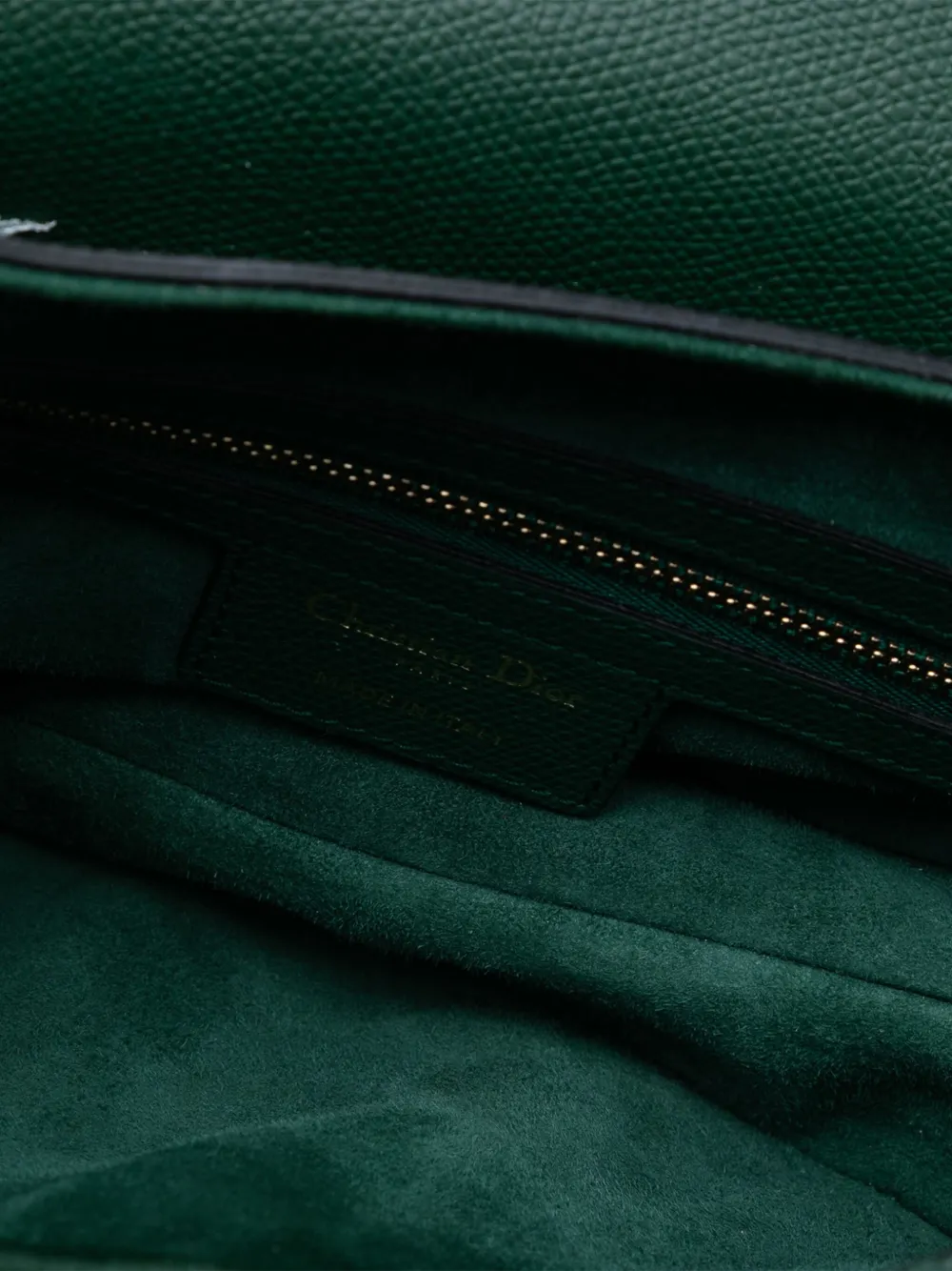 Pre-owned Dior 2019 Mini Grained Calfskin Saddle Bag Satchel In Green