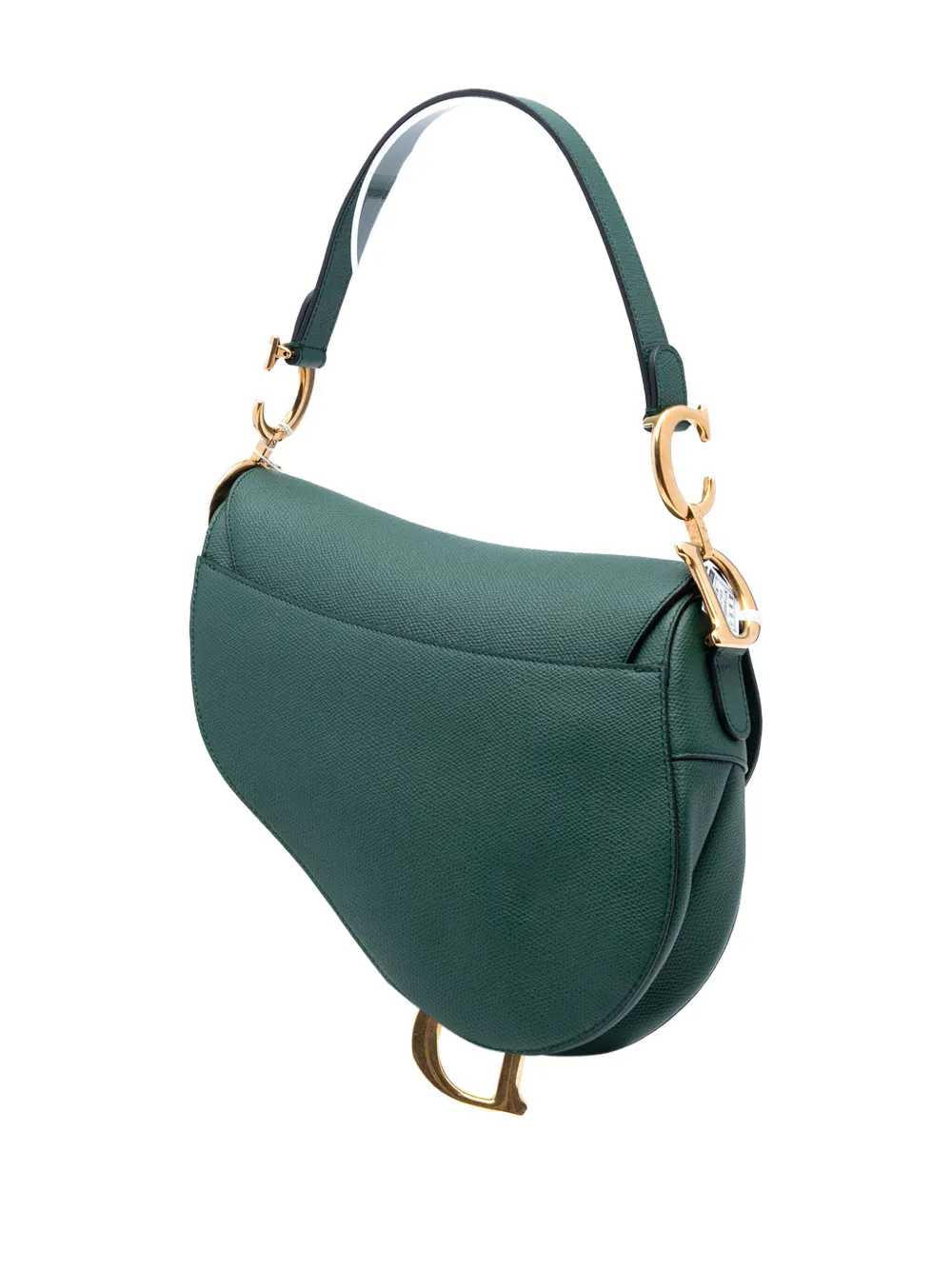 Pre-owned Dior 2019 Mini Grained Calfskin Saddle Bag Satchel In Green