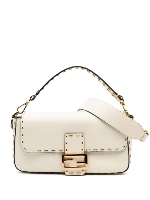 Fendi Pre-Owned 2010-2025 Leather Metal Stitch Baguette satchel