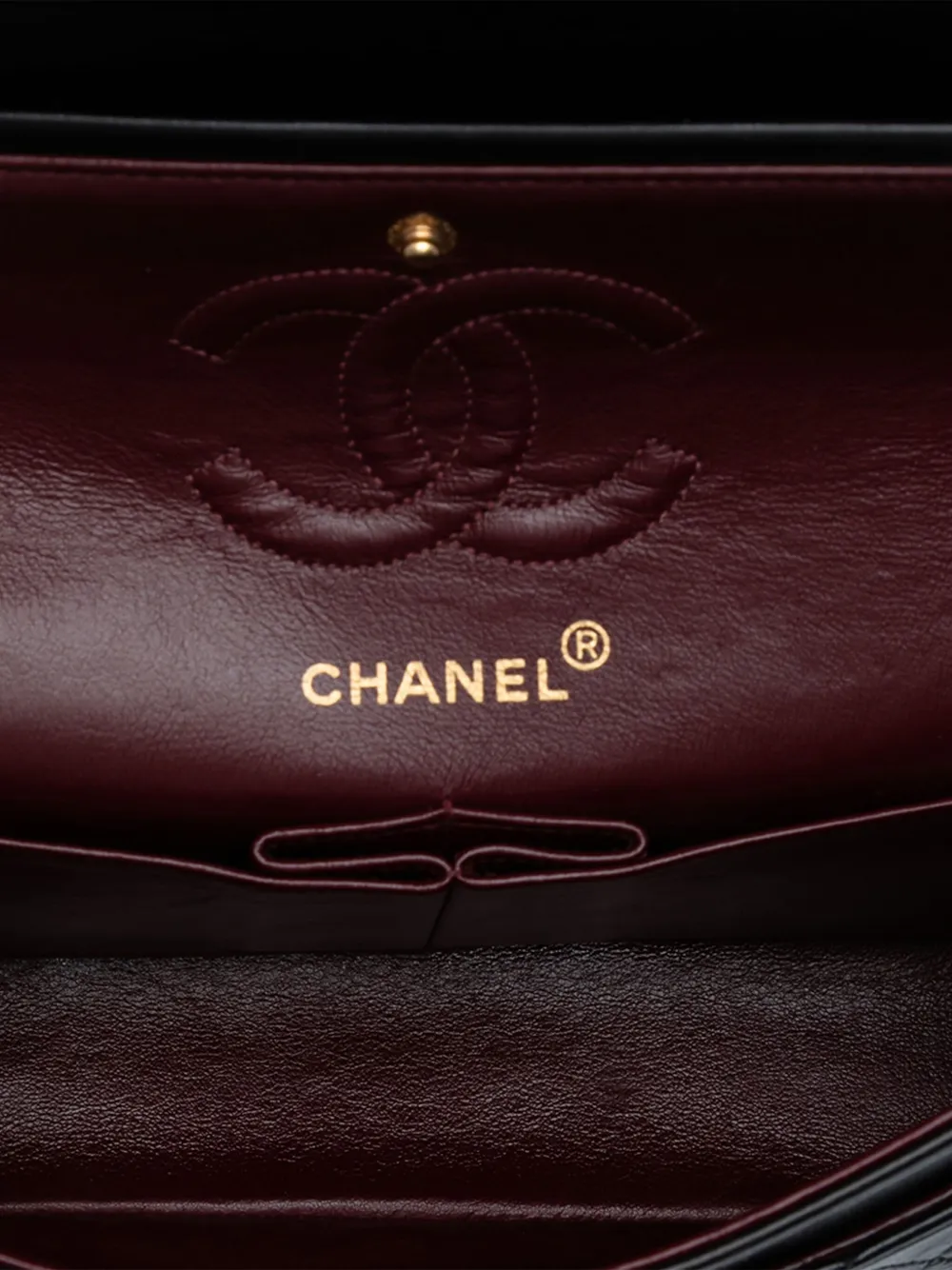 Pre-owned Chanel 1994-1996 Small Classic Lambskin Double Flap Shoulder Bag In Black