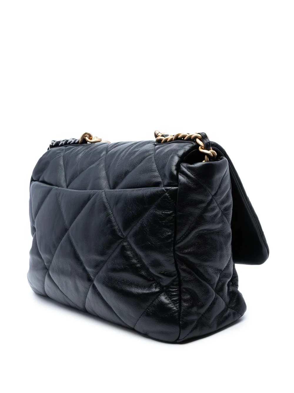 Pre-owned Chanel 2020 Maxi Lambskin 19 Flap Satchel In Black