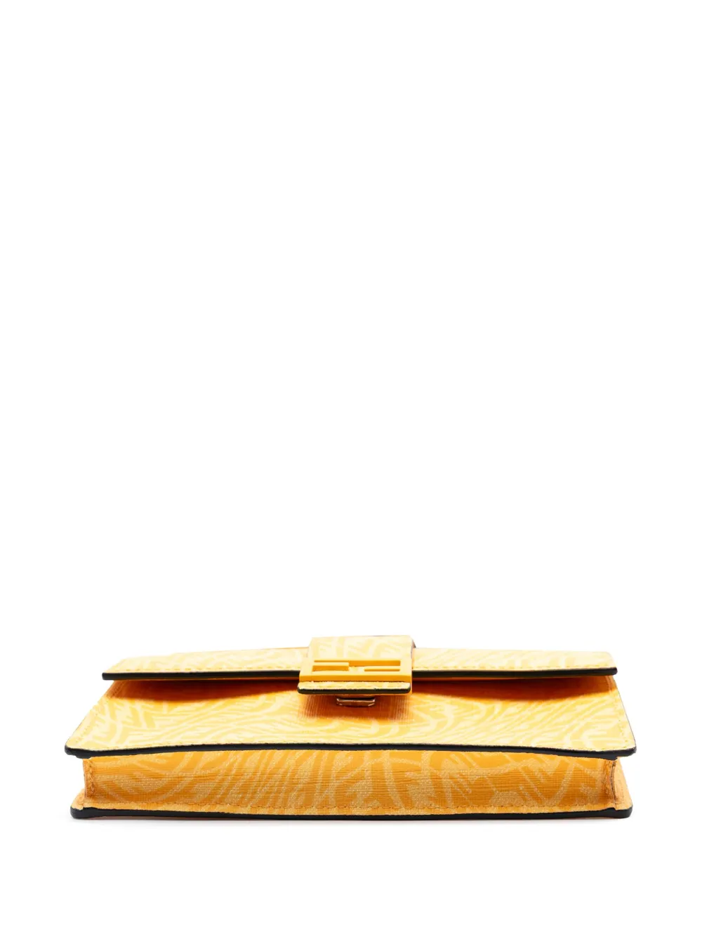 Pre-owned Fendi 2021-2025 Sarah Coleman Small Glazed Fabric Ff Vertigo Convertible Baguette Pouch Crossbody Bag In Yellow