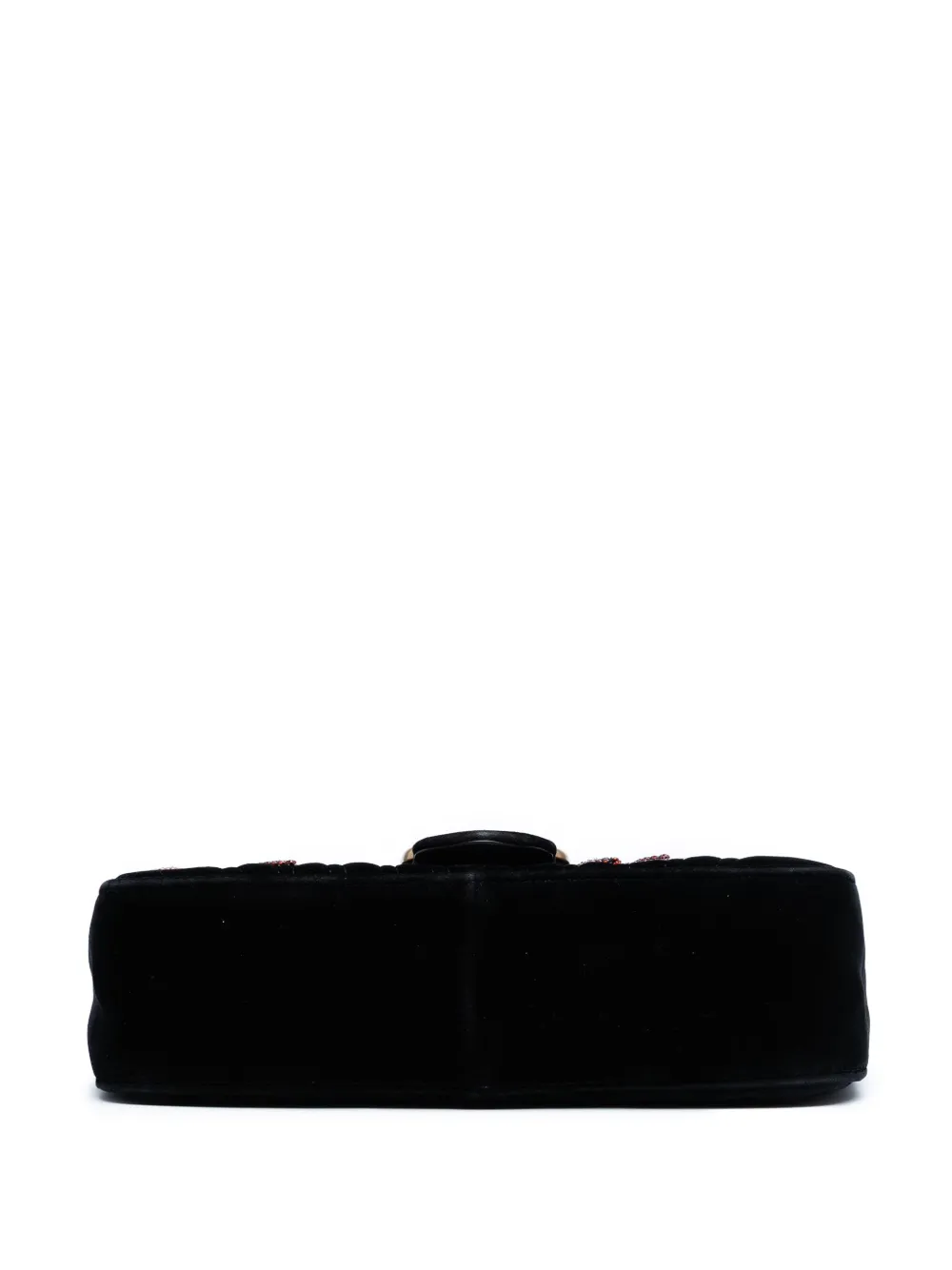 Pre-owned Gucci 2016-2025 Medium Gg Marmont Matelasse Velvet Sequin Embellished Shoulder Bag In Black