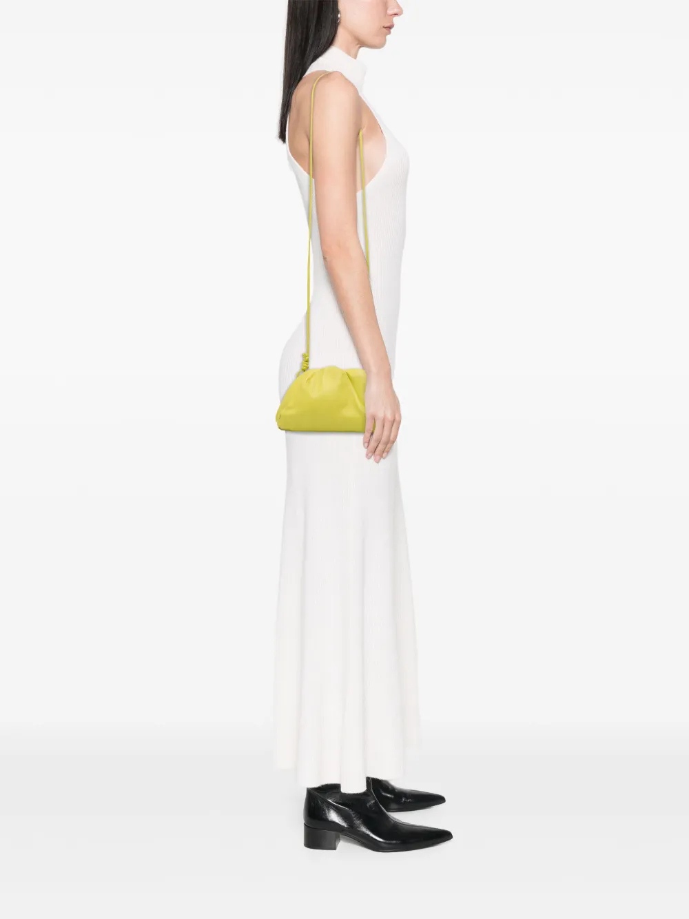 Pre-owned Bottega Veneta 2012-2025 Lambskin The Mini Pouch Crossbody Bag In Yellow