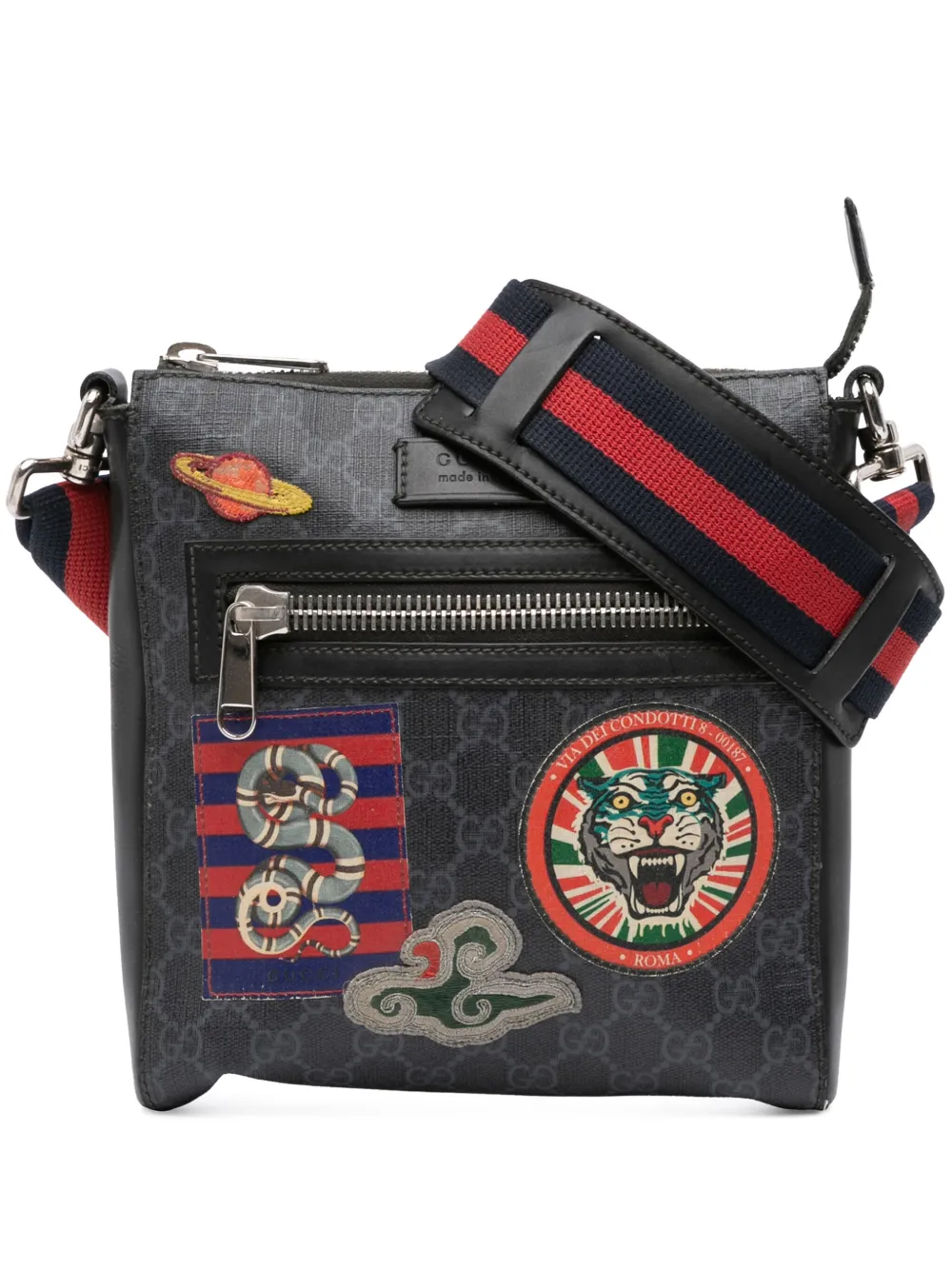 Gucci Pre-Owned 2016-2025 GGスプリーム ナイト クーリエ メッセンジャー ショルダーバッグ - ブラック Gucci Pre-Owned 2016-2025 GGスプリーム ナイト クーリエ メッセンジャー ショルダーバッグ - ブラック