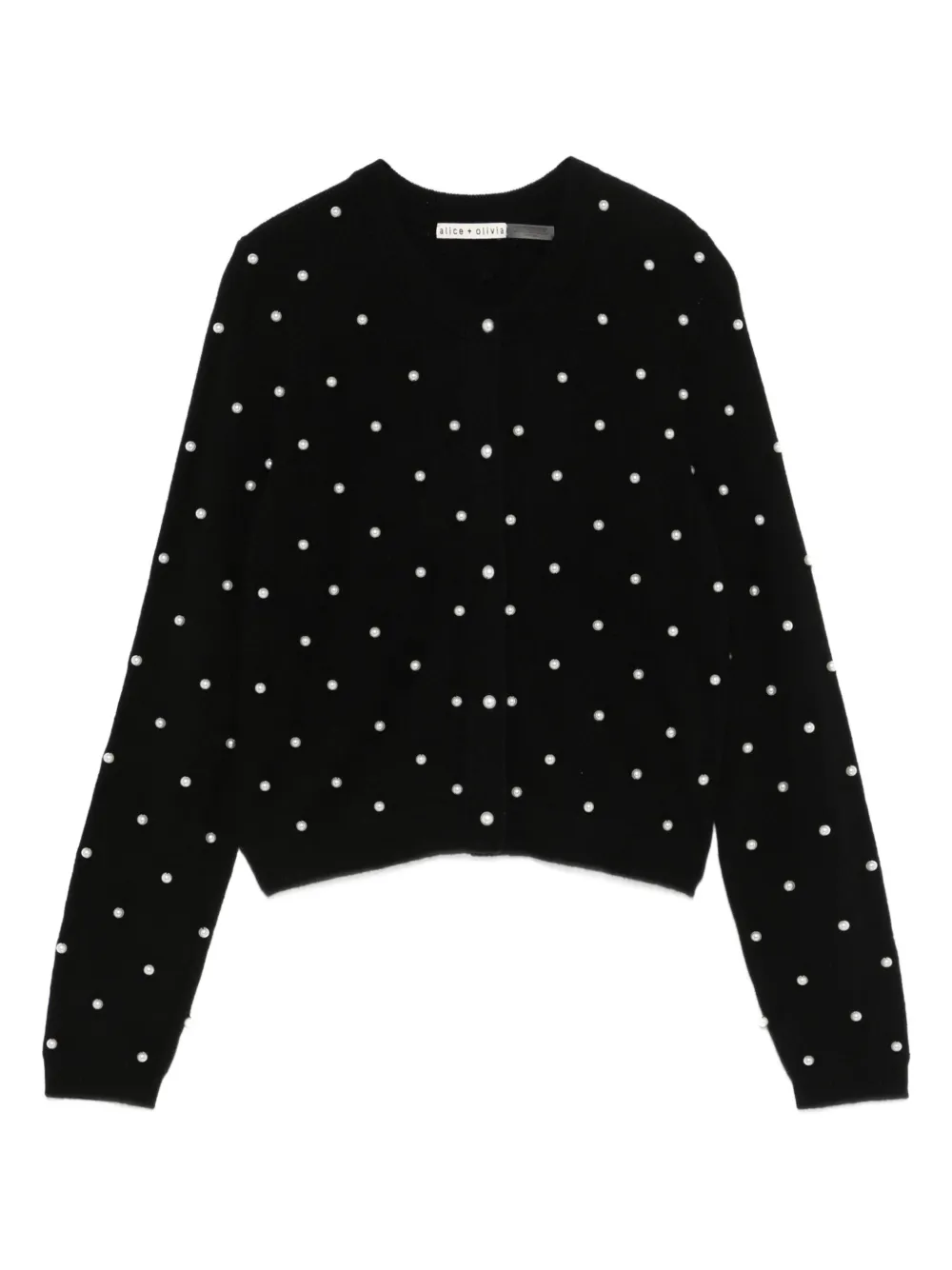 Alice And Olivia Dollie Pearl-embellished Cardigan In Black