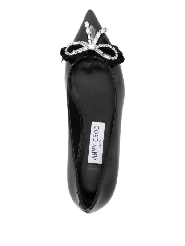 JIMMY CHOO ジミーチュウ　LUCY FLAT 36 1/2 BLACK Jimmy Choo Sapato Flat Auria Com Laço Em Cristais | Preto