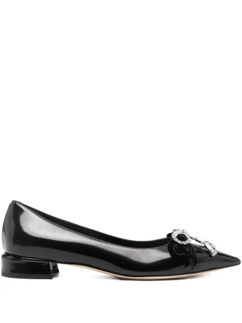 Jimmy Choo Auria crystal bow flat shoes