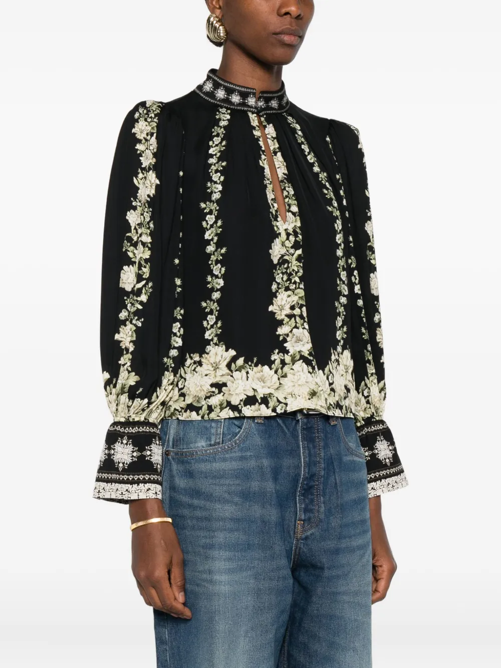 alice + olivia Blouse met bloemenprint Zwart