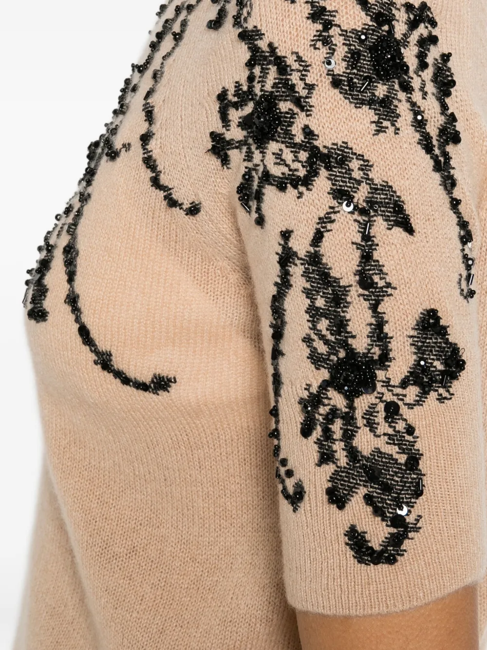 Ermanno Scervino T-shirt verfraaid met bloemen Bruin