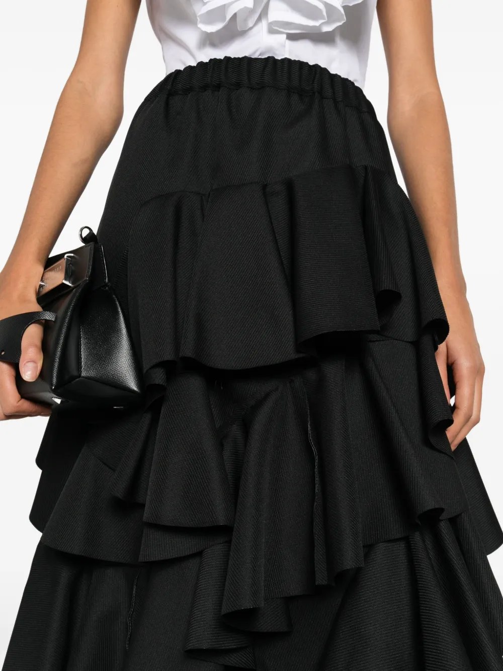 Comme Des Garçons Elastic Waist Midi Skirt In Black
