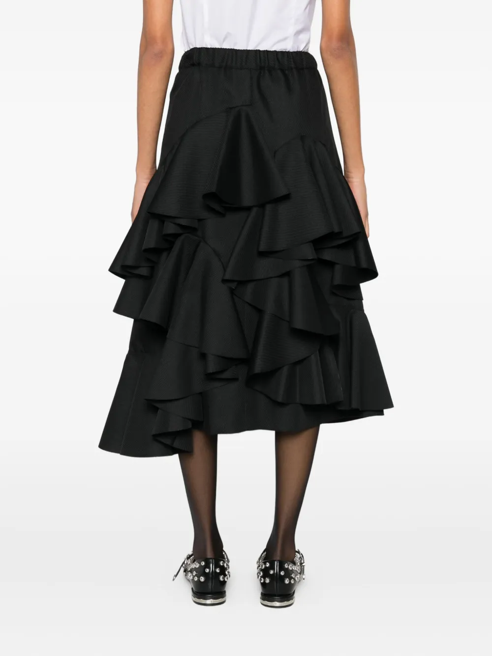 Comme Des Garçons Elastic Waist Midi Skirt In Black
