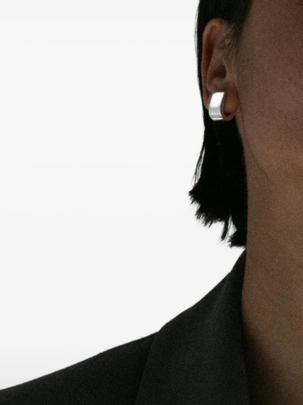 Otiumberg Chunky Square Huggie Earrings In Silver