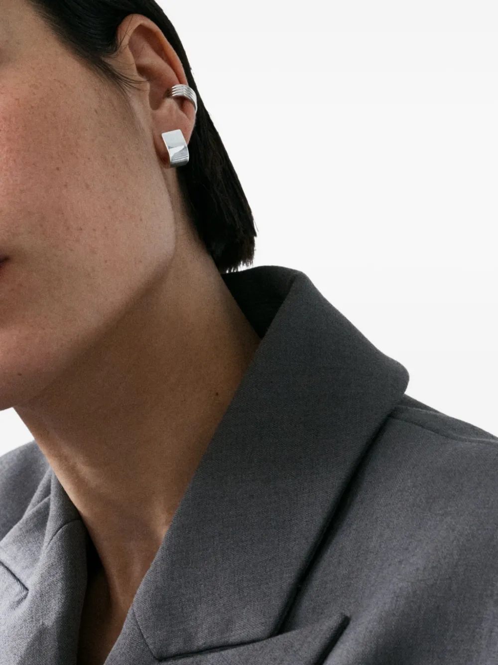 Otiumberg Chunky Square Huggie Earrings In Silver