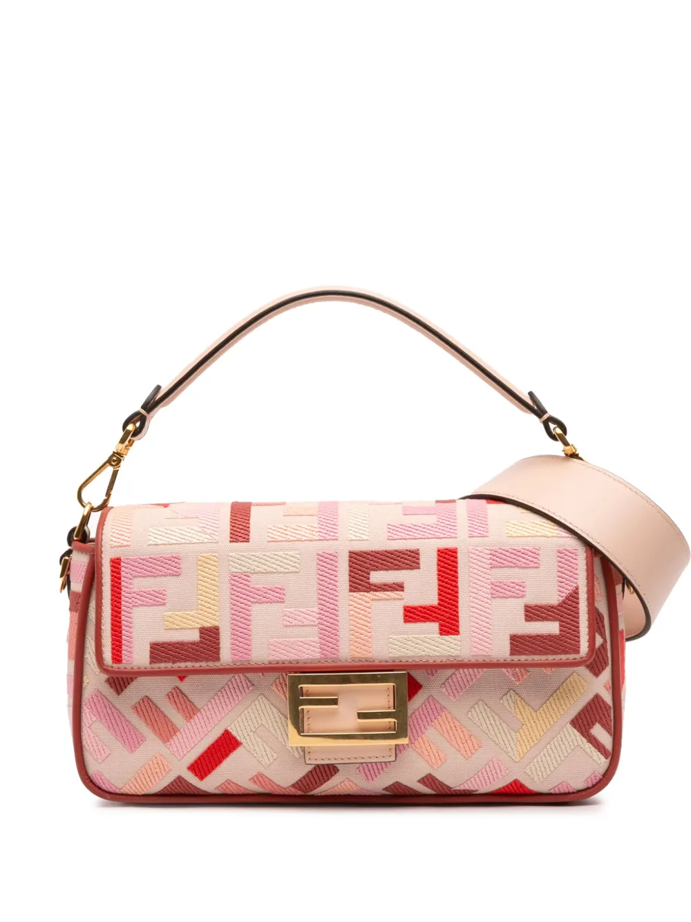 Fendi Pre-Owned 2010-2025 Zucca Embroidered Canvas Baguette satchel | Pink | Image 1