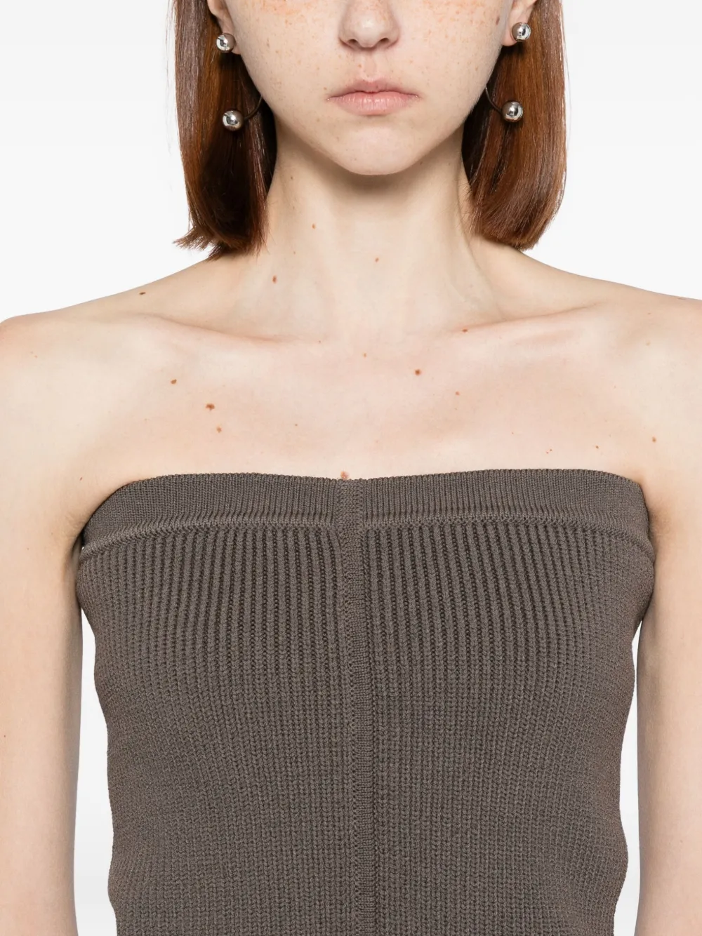 Rick Owens Gebreide strapless top Bruin