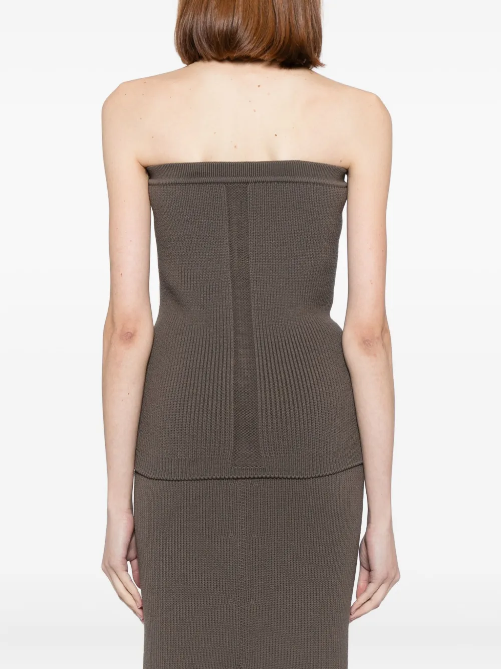 Rick Owens Gebreide strapless top Bruin