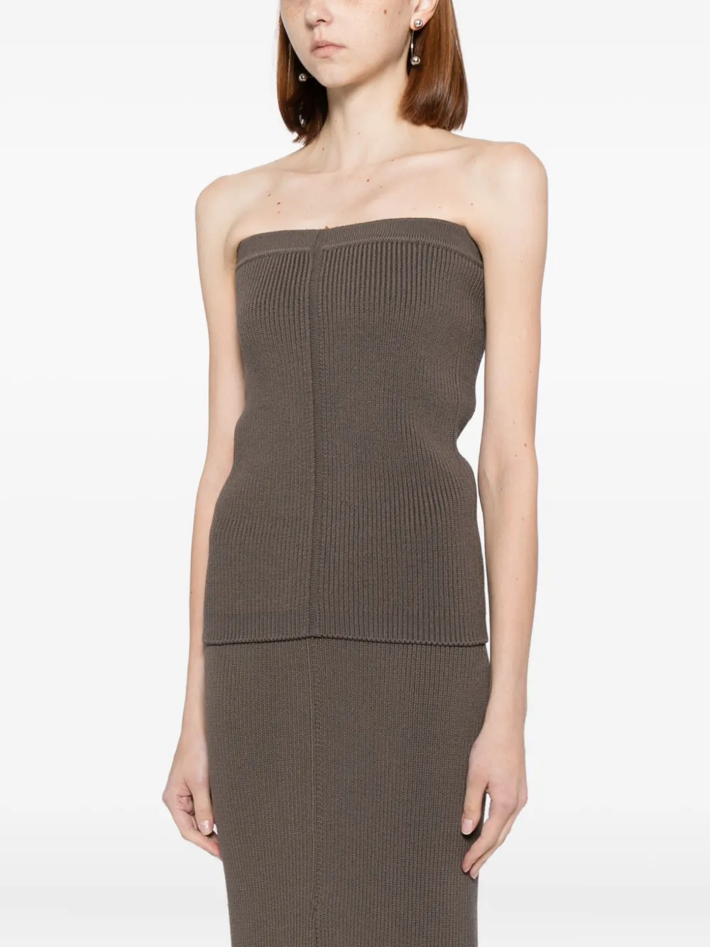 Rick Owens Gebreide strapless top Bruin
