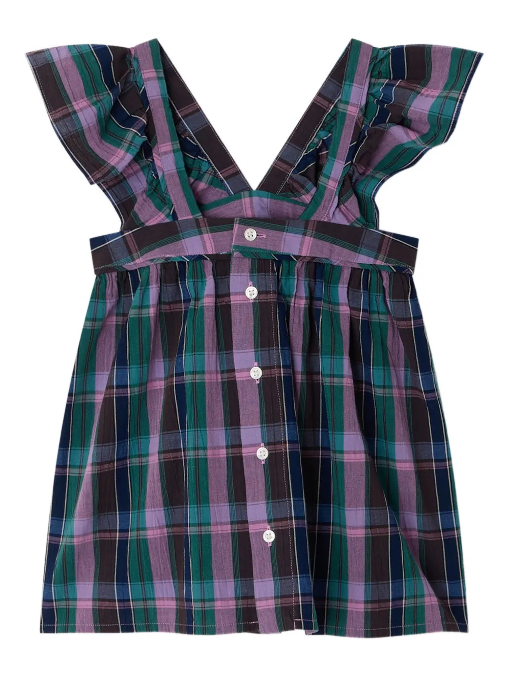 Bonpoint Elea Ruffled Plaid Blouse In Multi