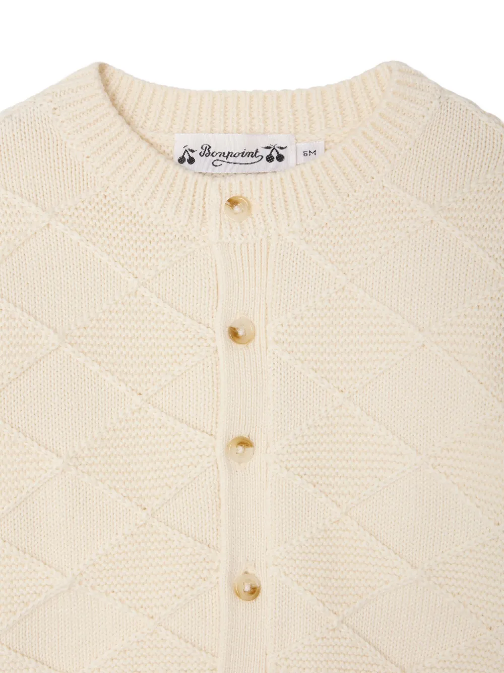 Bonpoint Gebreid vest met diamantpatroon Beige