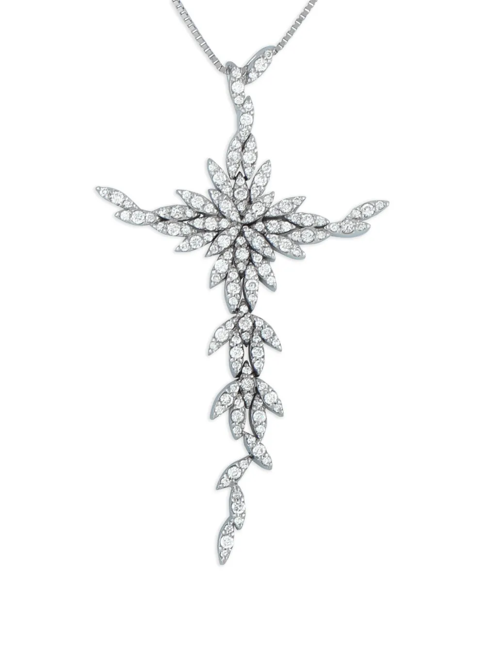 LB Exclusive 18K white gold cross-pendant diamond necklace - Argento