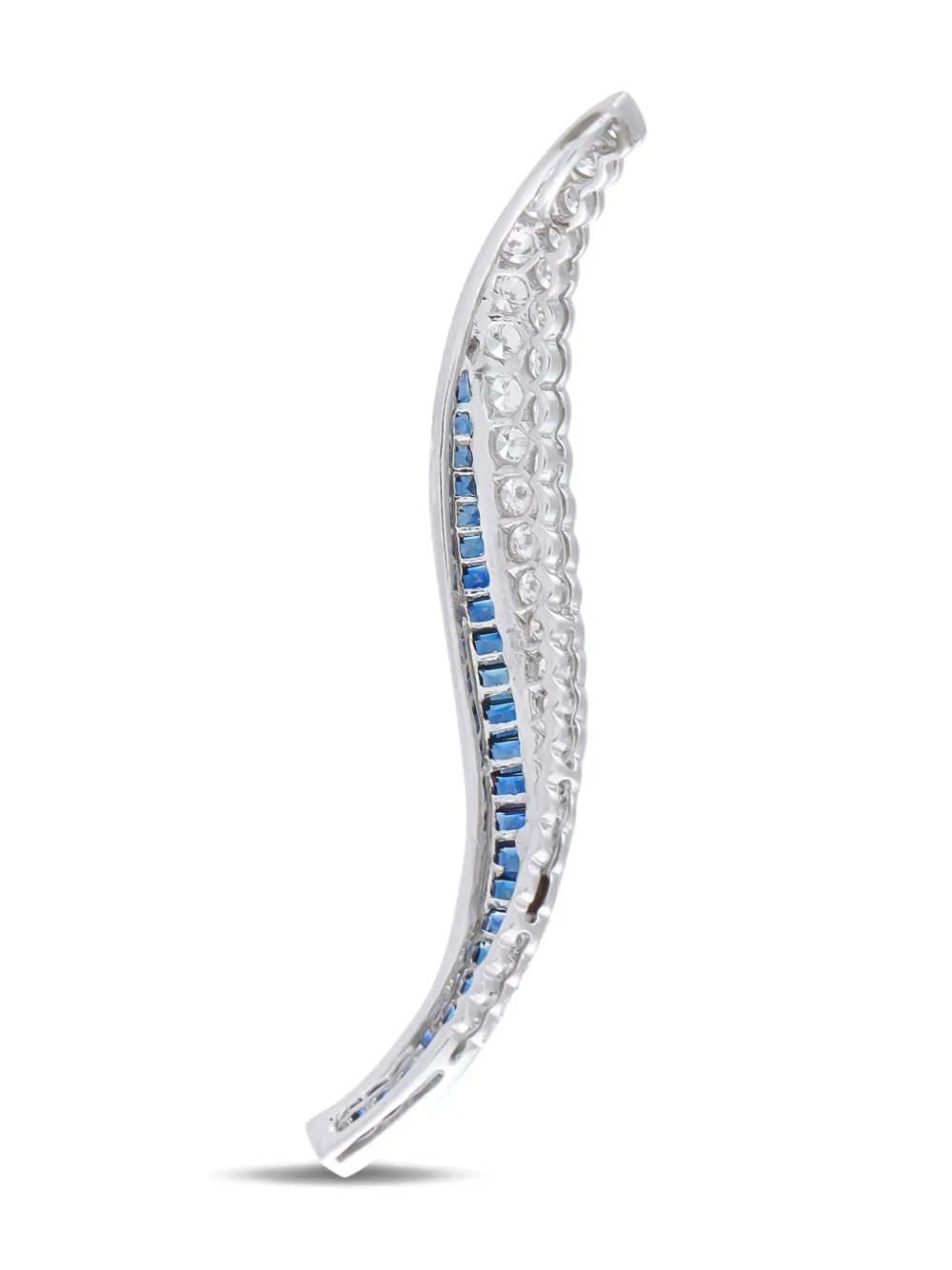 Pre-owned Lb Exclusive Platinum Diamond And Sapphire Pendant In Silver