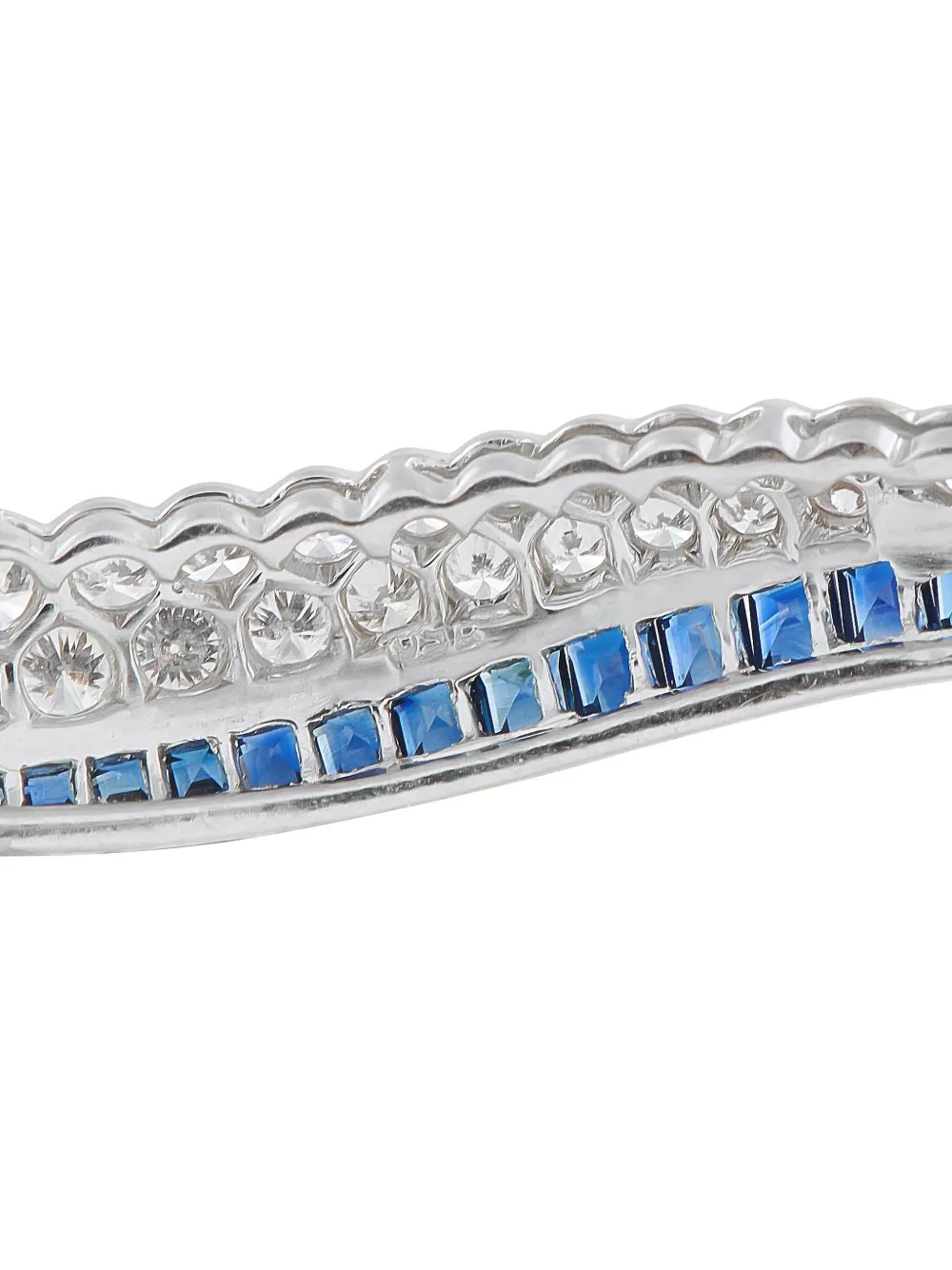 Pre-owned Lb Exclusive Platinum Diamond And Sapphire Pendant In Silver