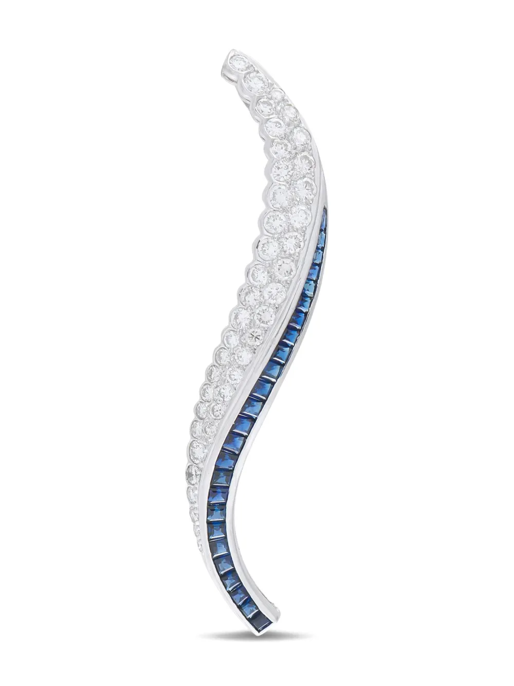 Pre-owned Lb Exclusive Platinum Diamond And Sapphire Pendant In Silver