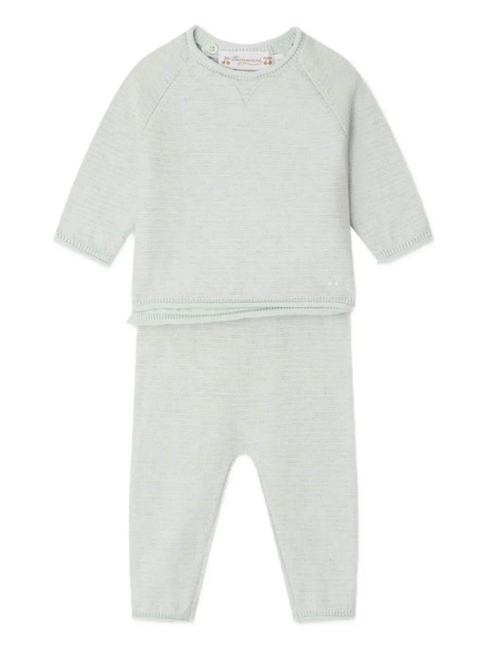 Bonpoint set de dos pantalones y suéter con cuello redondo | verde | Image 1