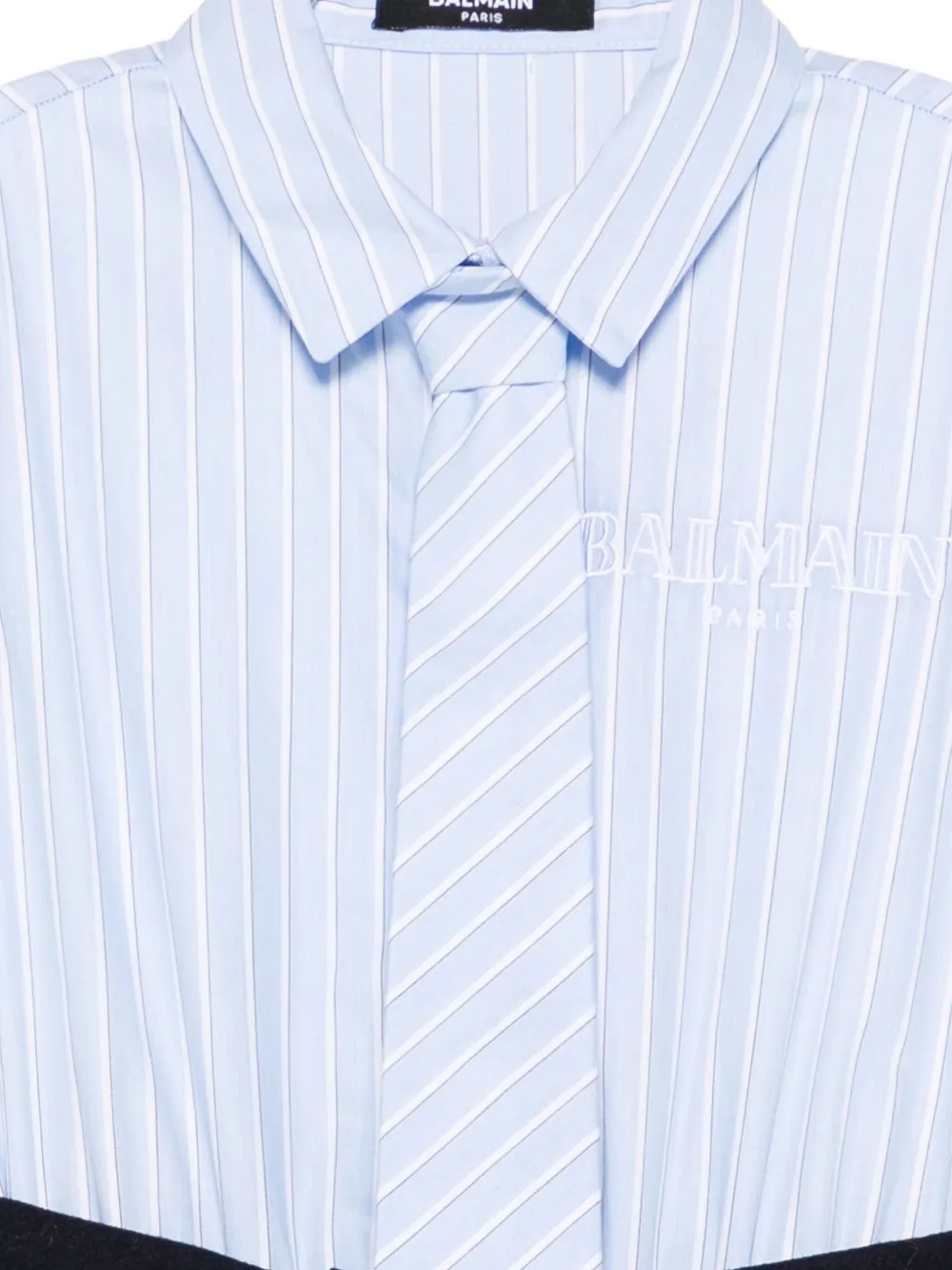 Balmain Kids Gestreepte gestrikte jurk Blauw