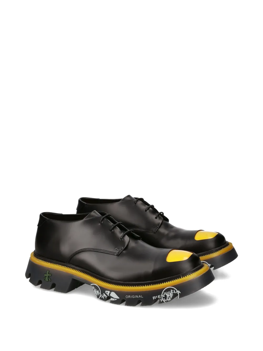 Premiata toe detail lug-sole peckham shoes Zwart