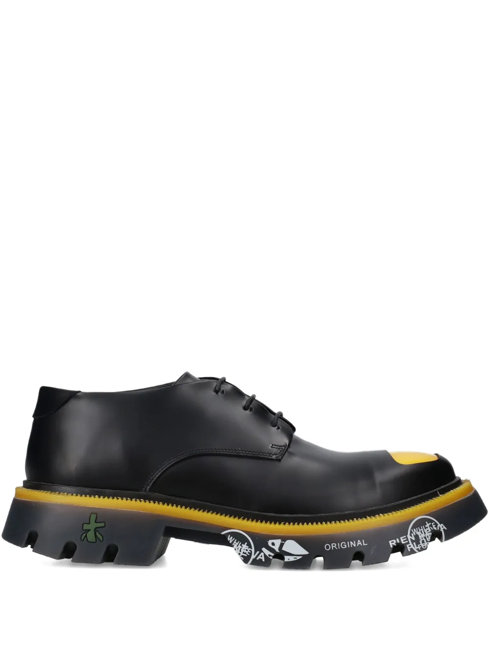 Premiata toe detail lug-sole peckham shoes Zwart