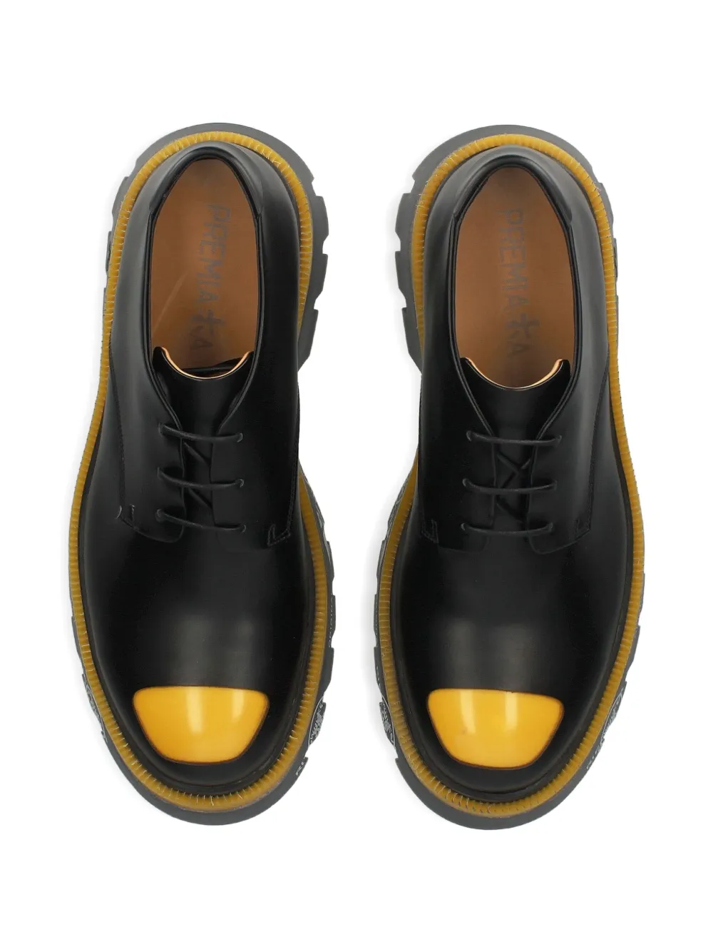 Premiata toe detail lug-sole peckham shoes Zwart