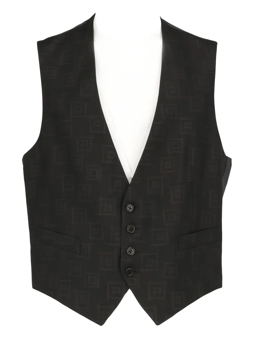 Romeo Gigli Pre-Owned 1990s single-breasted patterned waistcoat | Black | Image 1