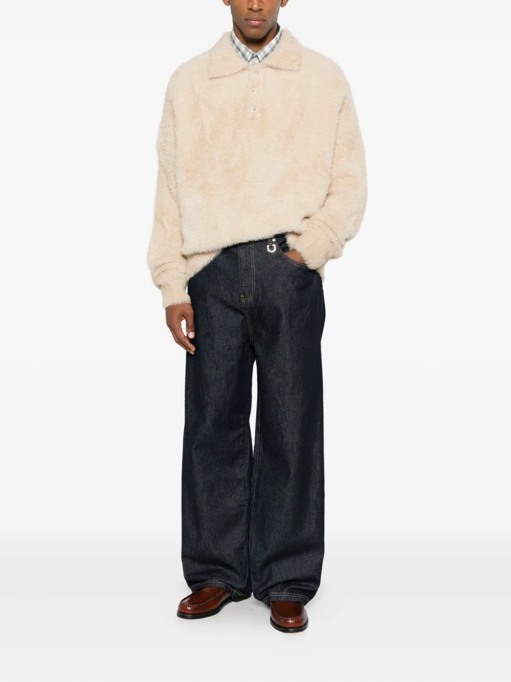 RETERNITY Clair button-collar polo shirt - Beige