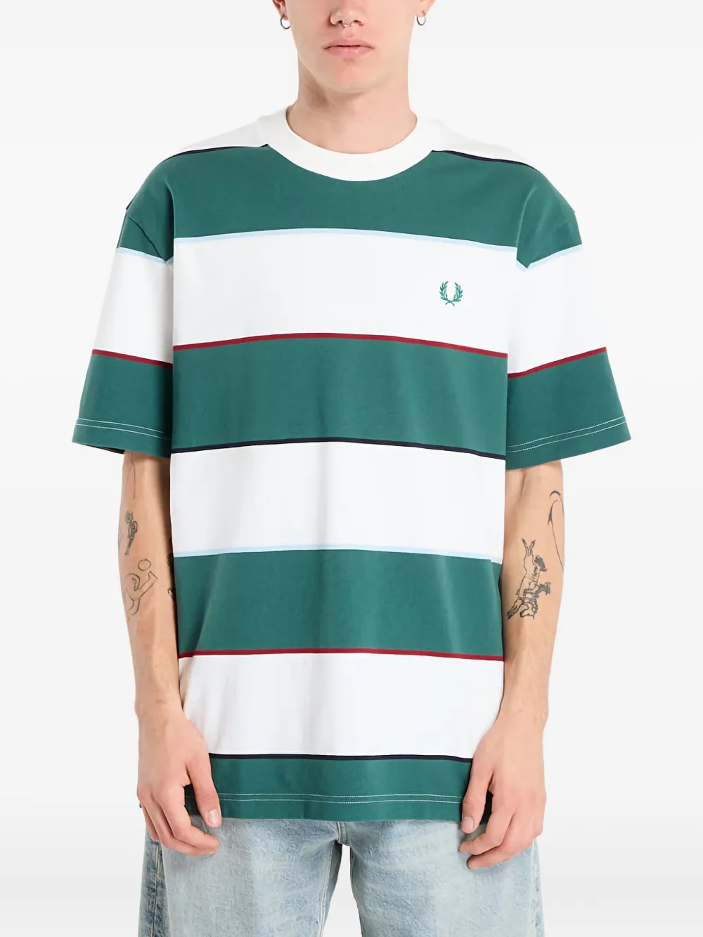 Fred Perry striped T-shirt | White | Image 1