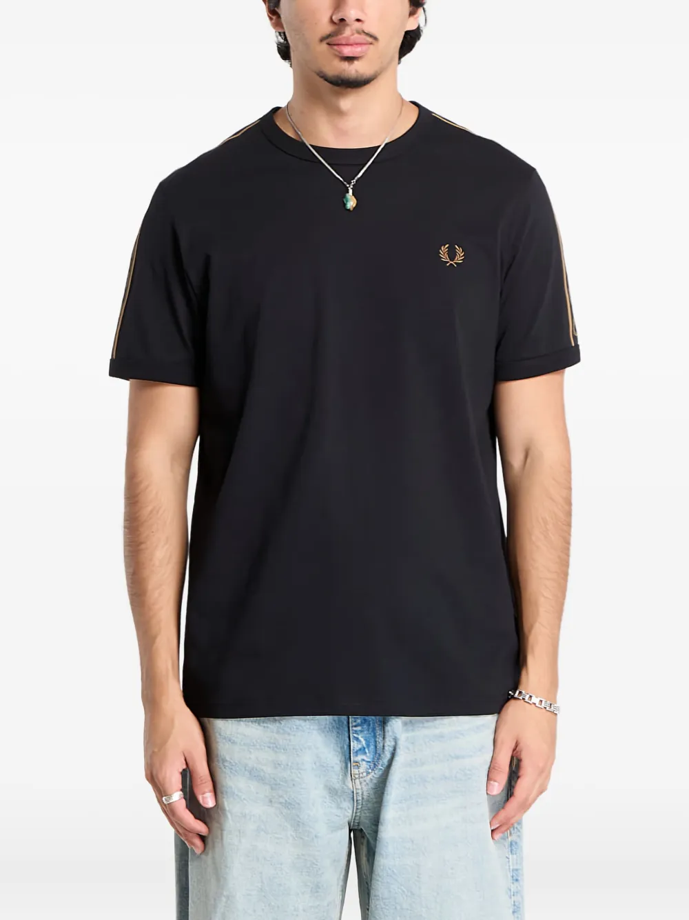 Fred Perry Contrast Tape Ringer T-Shirt | Black | Image 1