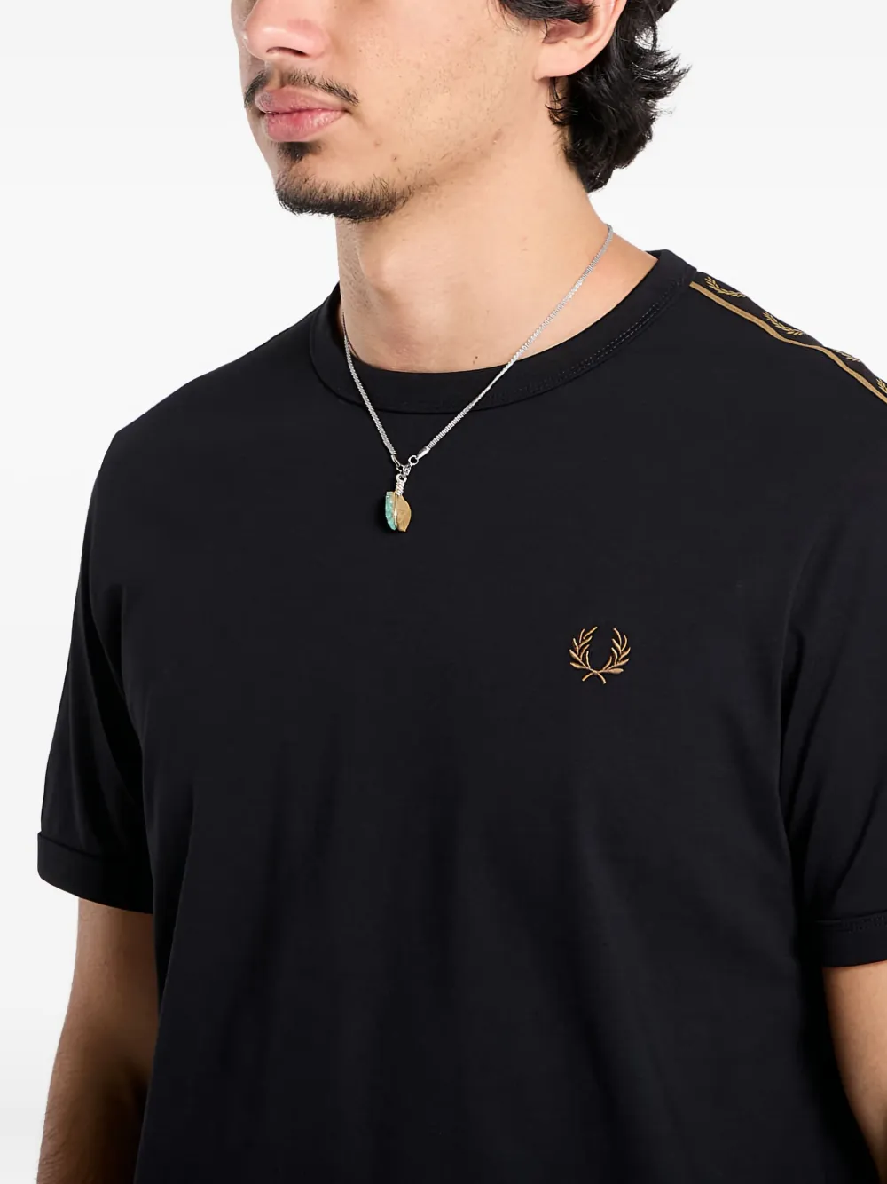 Fred Perry T-shirt met contrasterende band Zwart