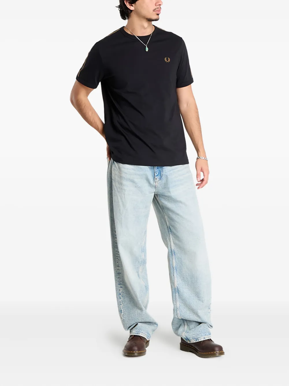 Fred Perry T-shirt met contrasterende band - Zwart