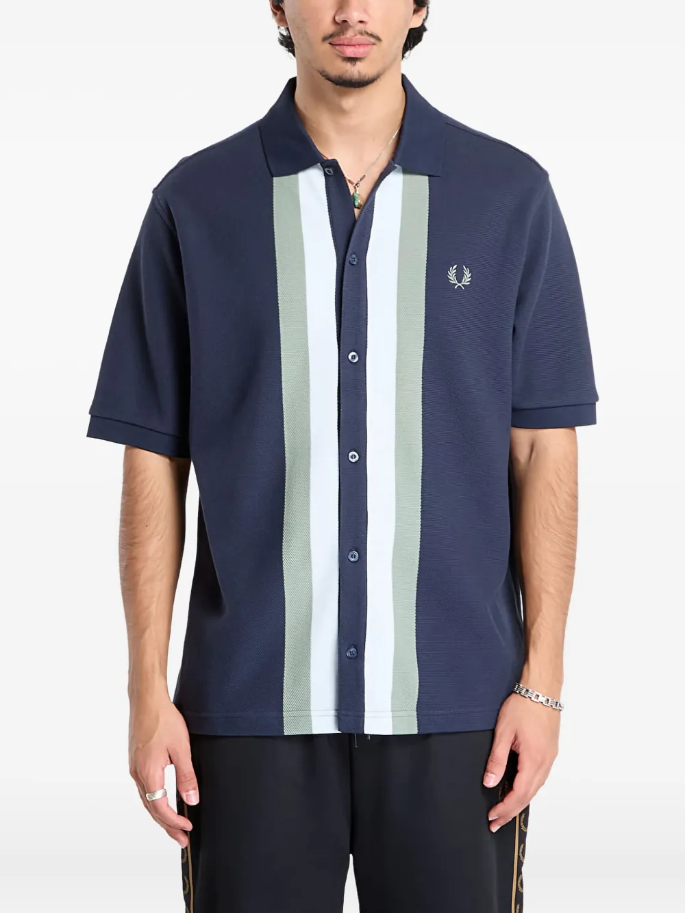 Fred Perry panelled button shirt | Blue | Image 1